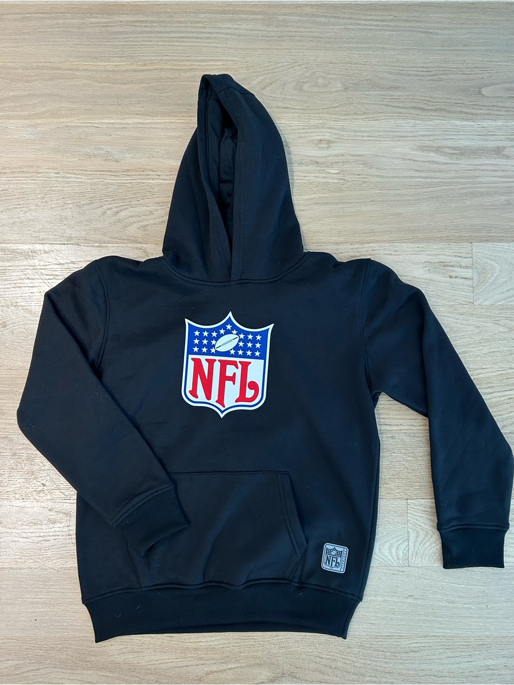 NFL Black Hoodie with Red, White & Blue Shield Logo